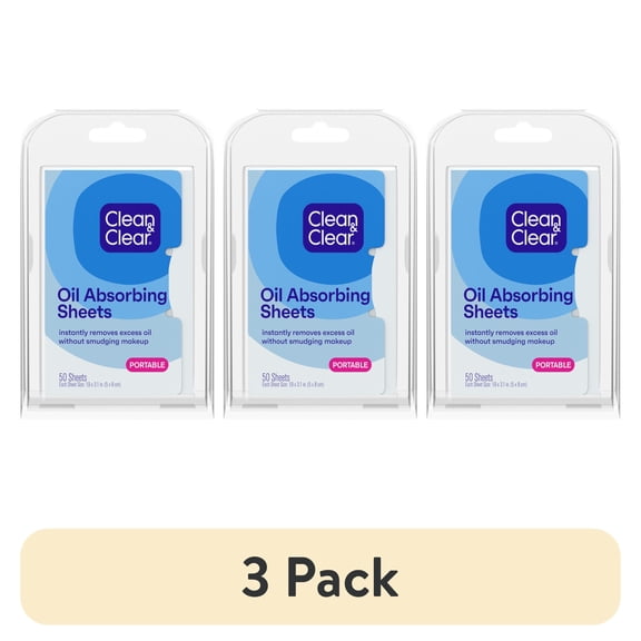 (3 pack) Clean & Clear Essentials Oil Absorbing Sheets for Oily Skin, 50 Count