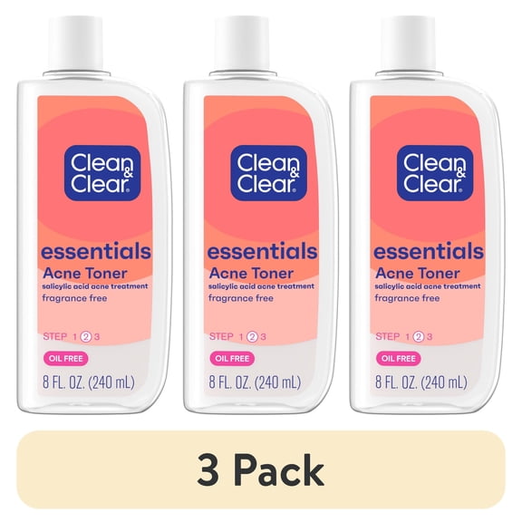 (3 pack) Clean & Clear Oil-Free Acne Toner, 2% Salicylic Acid, 8 fl. oz