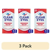 (3 pack) Clear Eyes Red Eye Relief Lubricant Drops, Daily Use, 0.5 fl oz