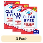 (3 pack) Clear Eyes Red Eye Relief Lubricant Drops, Daily Use, 0.5 fl oz