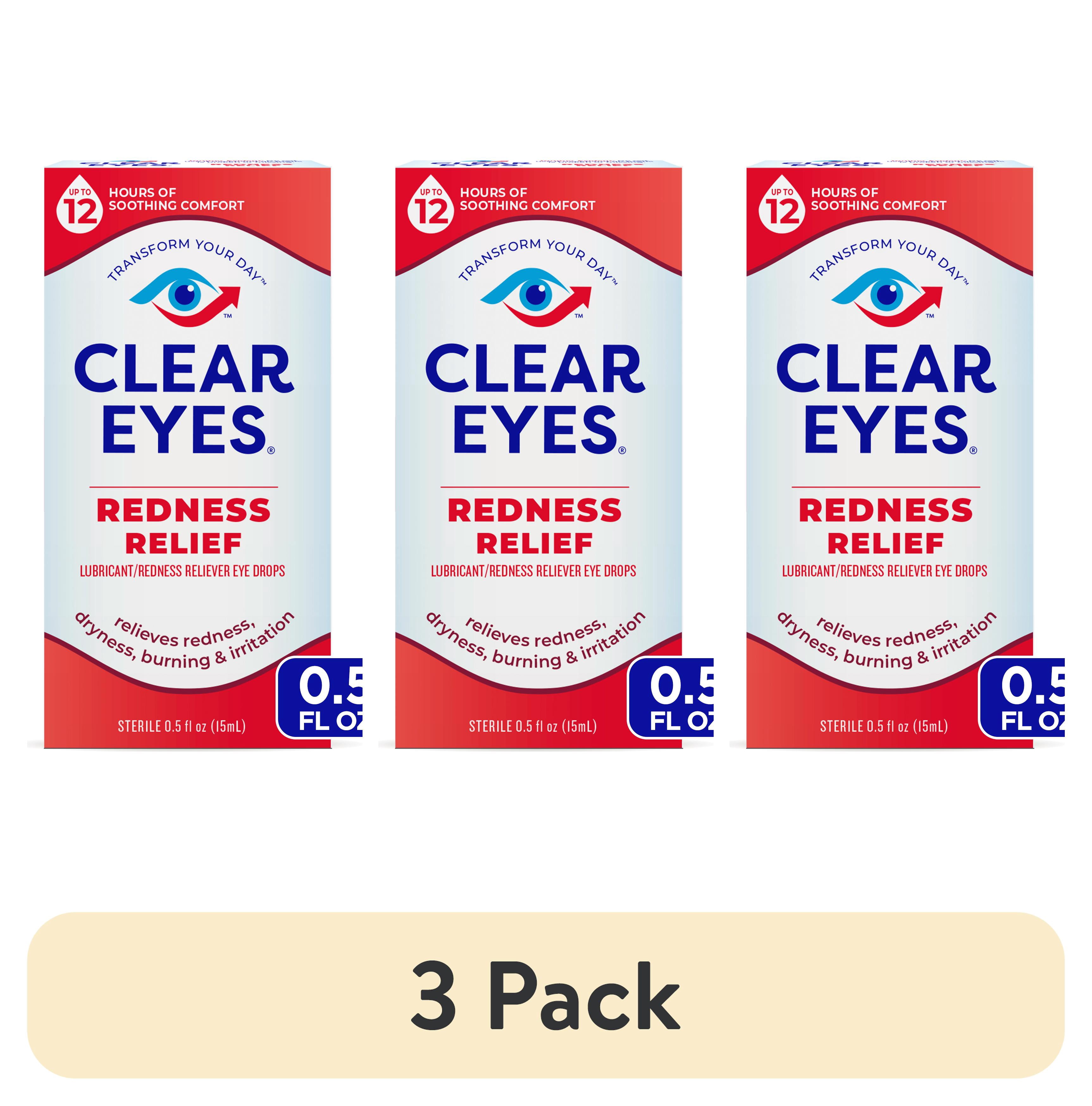(3 pack) Clear Eyes Red Eye Relief Lubricant Drops, Daily Use, 0.5 fl oz