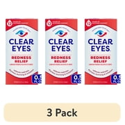 (3 pack) Clear Eyes Red Eye Relief Lubricant Drops, Daily Use, 0.5 fl oz