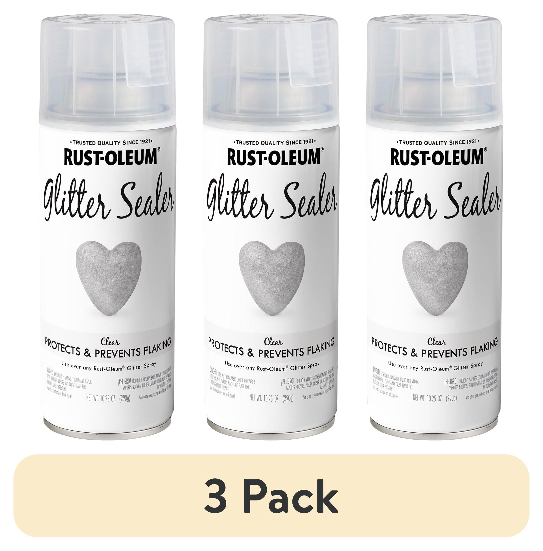 (3 pack) Clear Sealer, Rust-Oleum Glitter Spray Paint-267736, 10.25 oz