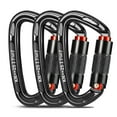 thumbnail image 1 of 3 pack Climbing Carabiner Clips 25kN Auto Locking Carabiner, Professional Heavy Duty Large Locking Carabiner Clips for Rock/Ice Climbing Rappelling Rescue Swing etc, D Shaped, Large Size, 1 of 5