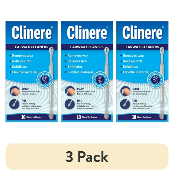 (3 pack) Clinere Ear Cleaners for Earwax Removal, 10 Ct
