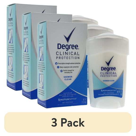(3 pack) Degree Clinical Protection Antiperspirant Deodorant for Women Shower Clean, 1.7 oz