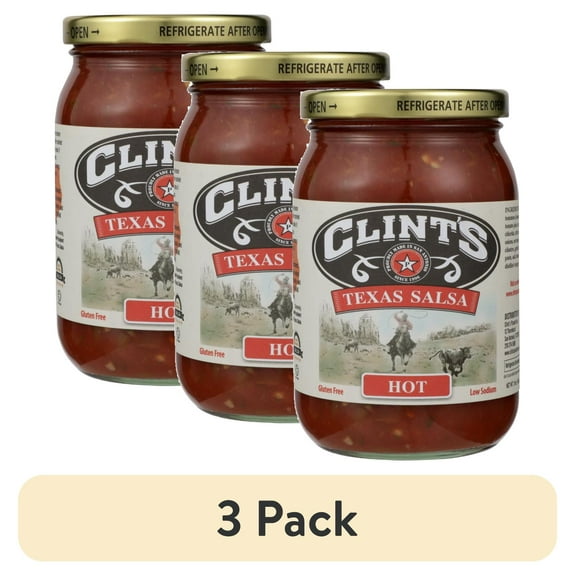 (3 pack) Clint'S Salsa Hot Mexican, 16 Oz