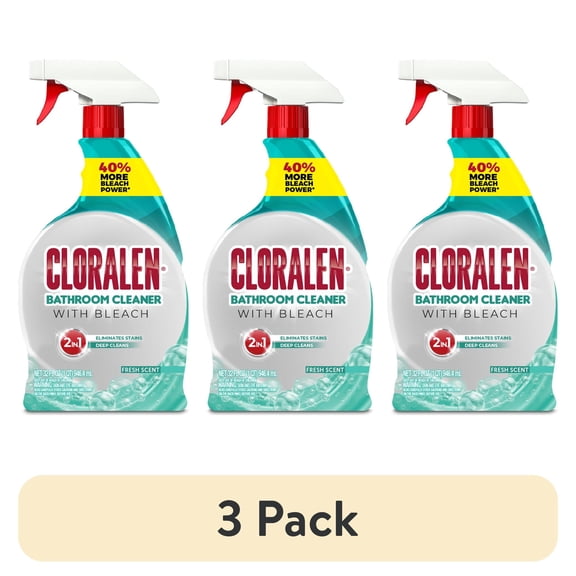 (3 pack) Cloralen Bathroom Bleach Cleaner Spray, Fresh, 32 fl oz