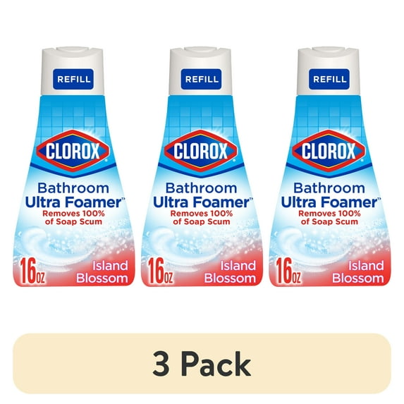 (3 pack) Clorox Bathroom Ultra Foamer Cleaner Refill Spray, Island Blossom, 16 fl oz