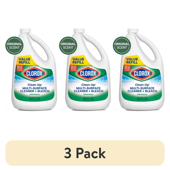 (3 pack) Clorox Clean-Up All Purpose Cleaner Refill w/Bleach, Original, 64 fl oz