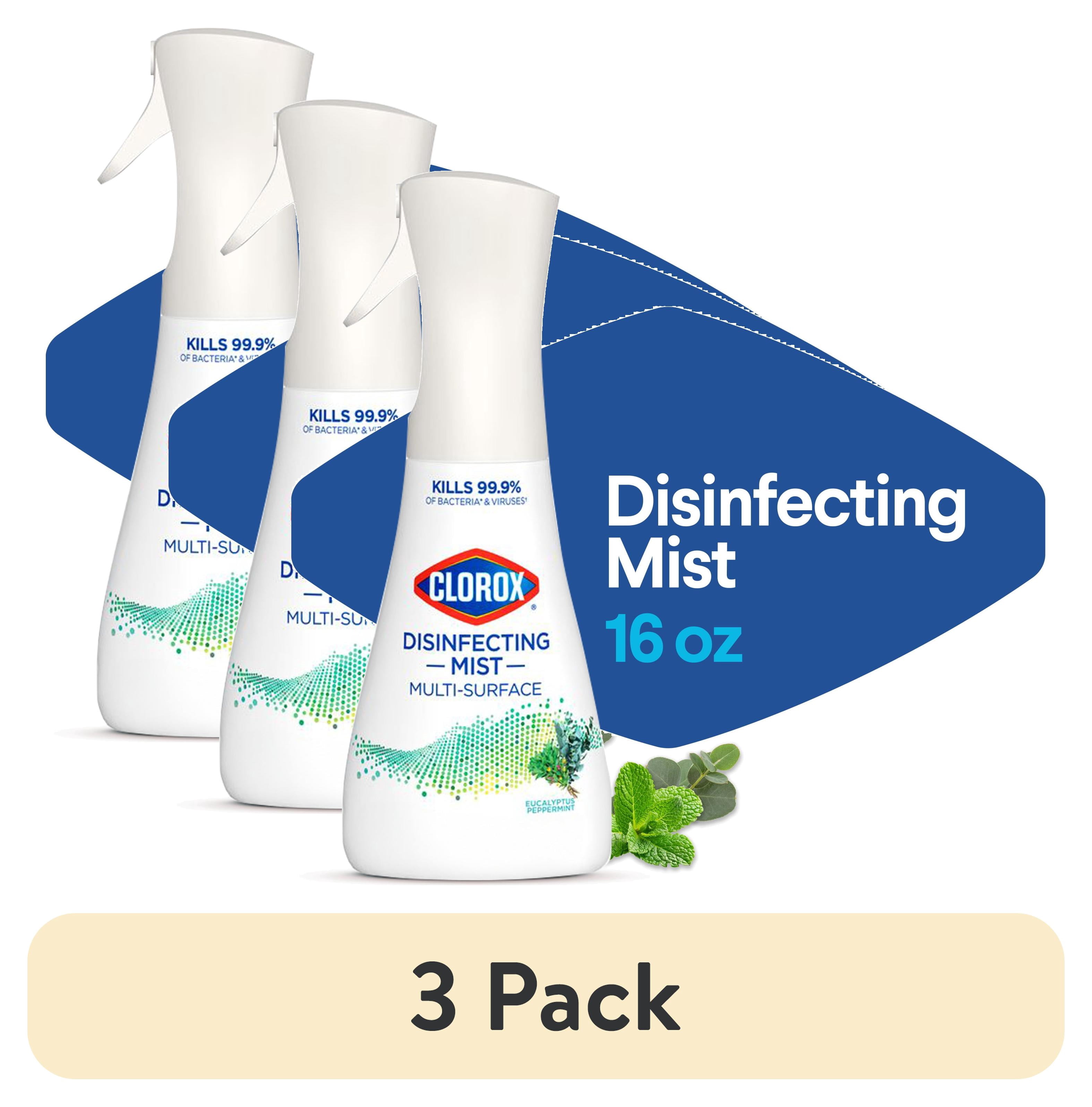 (3 pack) Clorox Disinfectant Mist, Multi-Surface Spray, Eucalyptus Peppermint, 16 fl oz