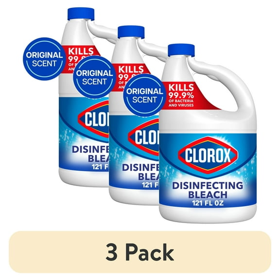 (3 pack) Clorox Disinfecting Liquid Bleach Cleaner, Regular Scent, 121 fl oz