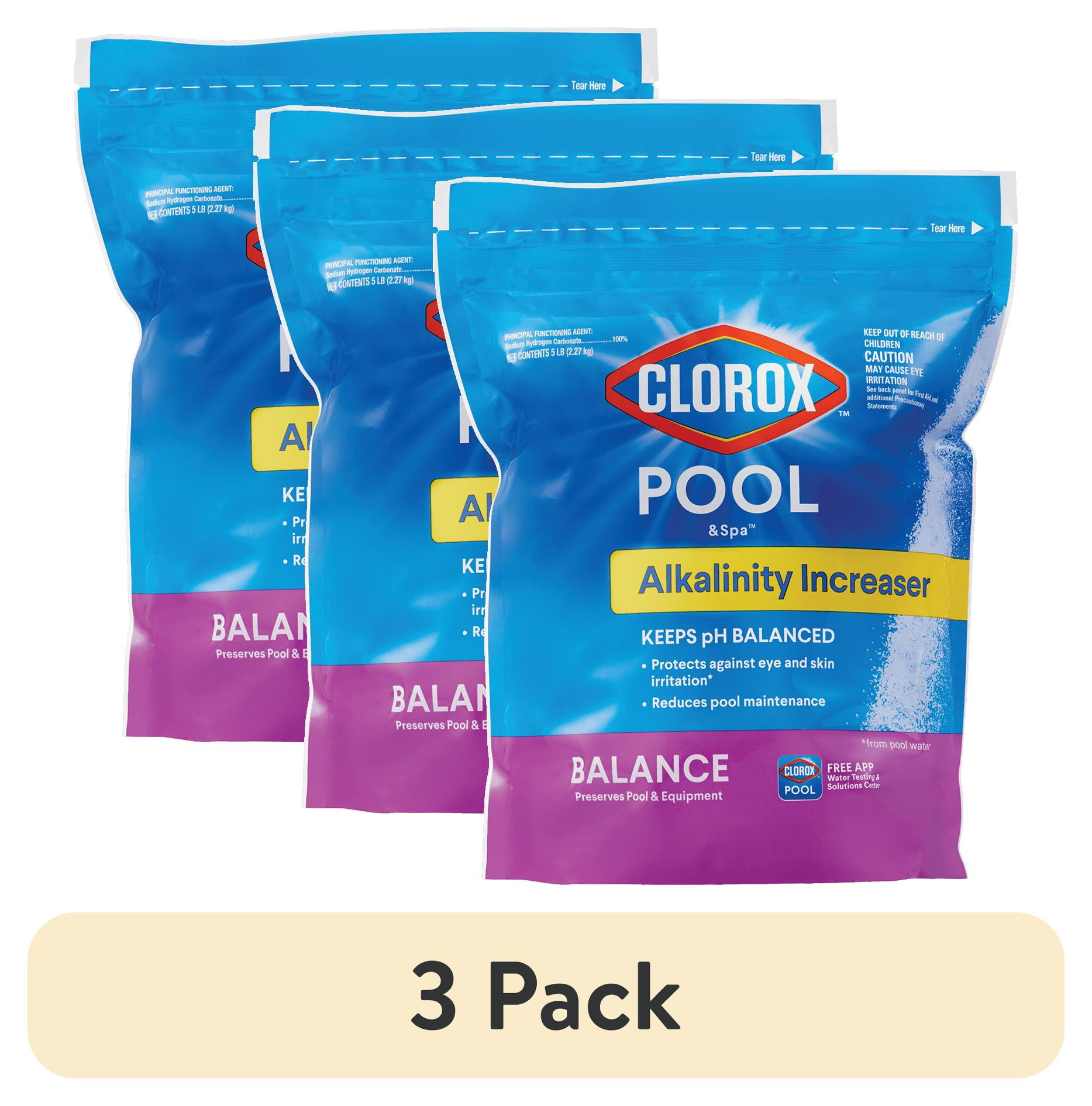 (3 pack) Clorox Pool&Spa Alkalinity Increaser for Swimming Pools, 5 lb Bag, Granules