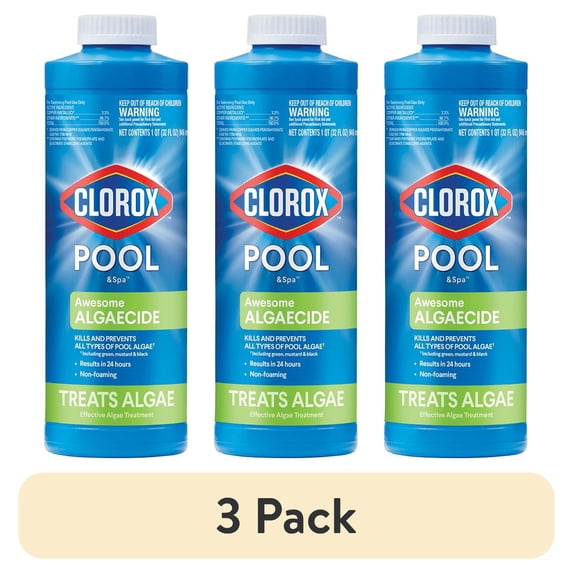 (3 pack) Clorox Pool&Spa Awesome Algaecide for Treating Algae Liquid Pool Algae Chemical Controllers, 32 oz