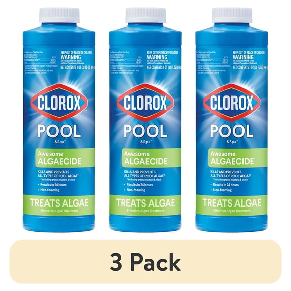 (3 pack) Clorox Pool&Spa Awesome Algaecide for Treating Algae Liquid Pool Algae Chemical Controllers, 32 oz