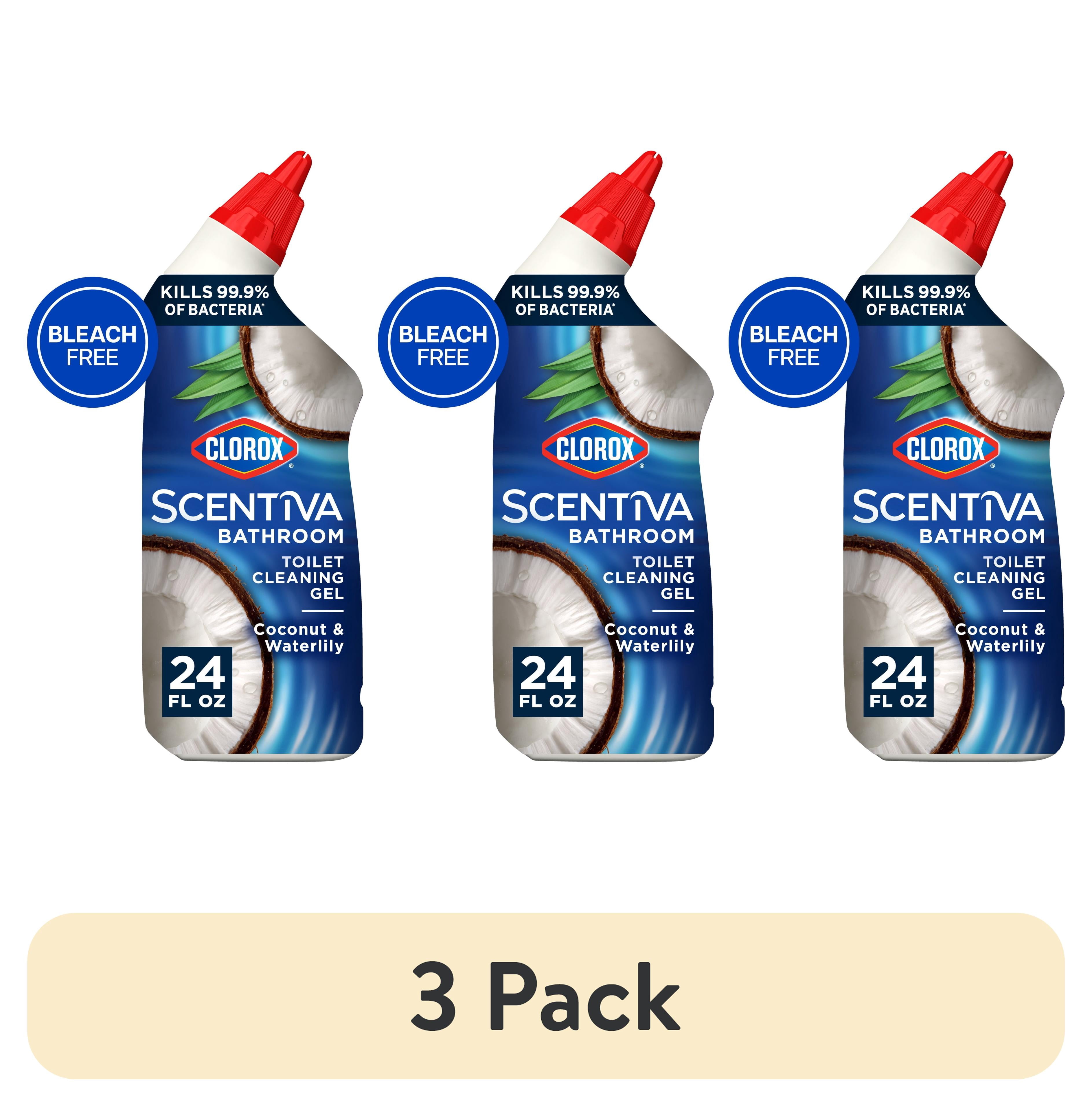 (3 pack) Clorox Scentiva Bathroom Toilet Cleaning Gel, Coconut and Waterlily, 24 Fluid Ounces