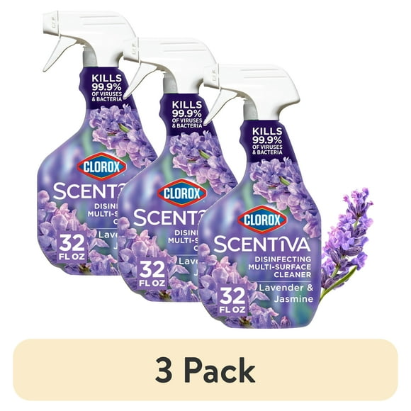(3 pack) Clorox Scentiva Multi Surface Cleaner Spray, Lavender & Jasmine, 32 fl oz
