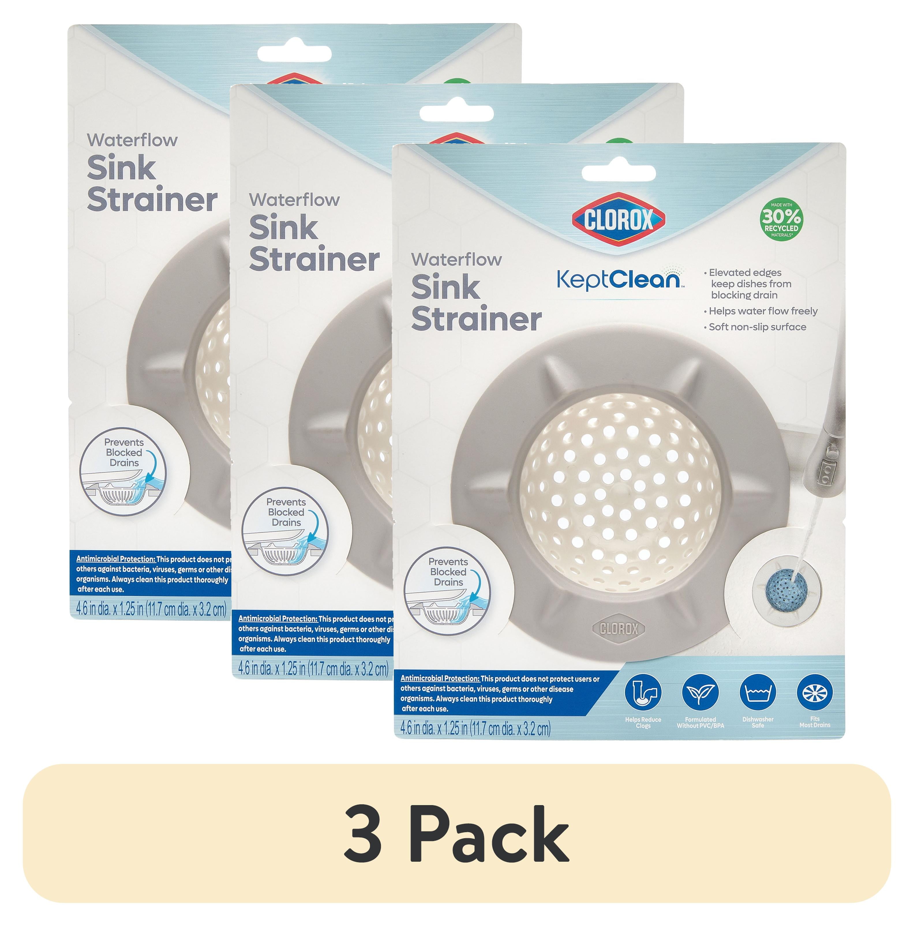 (3 pack) Clorox Waterflow Sink Strainer for Effective Drain Catching
