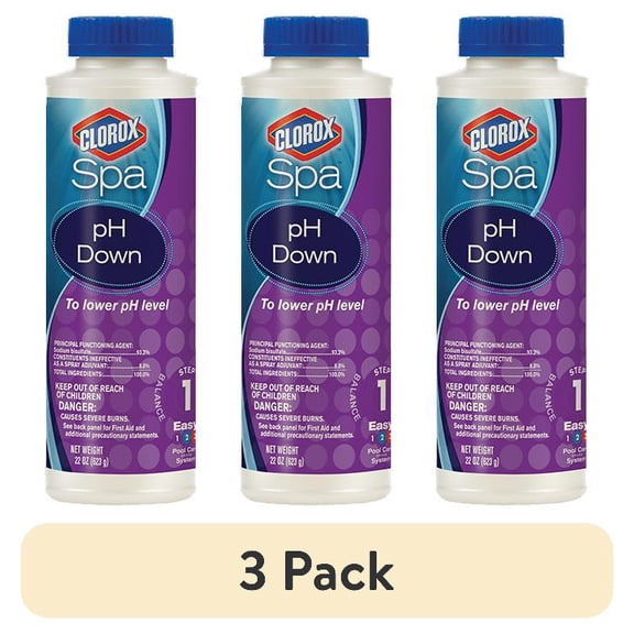 (3 pack) Clorox Spa pH Down Pool Water Balancers Granules- Decrease for Use in Spas and Hot Tubs, 22oz