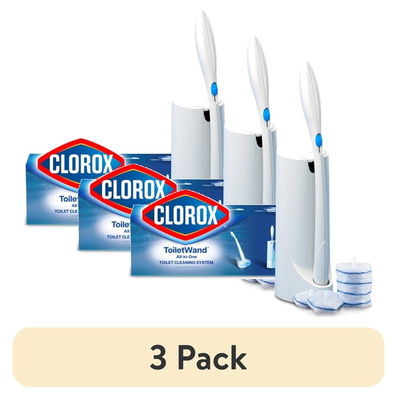 (3 pack) (3 pack) Clorox ToiletWand All in One Toilet Cleaning System, ToiletWand, Storage Caddy and 6 Refills