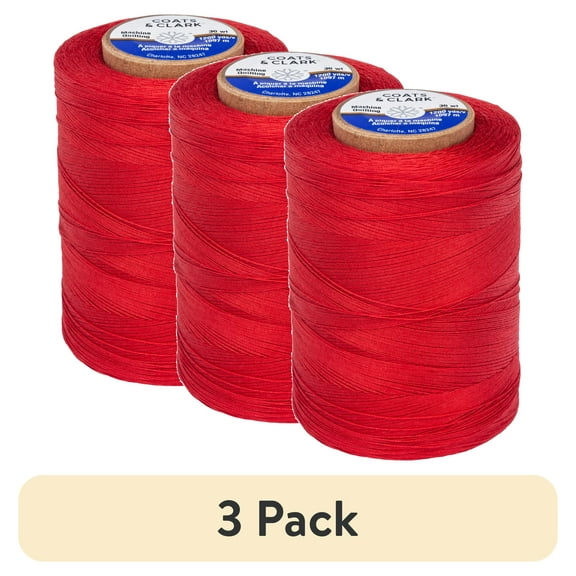 (3 pack) Coats & Clark 100% Cotton Sewing Thread, 1200 yd Size 50, Red