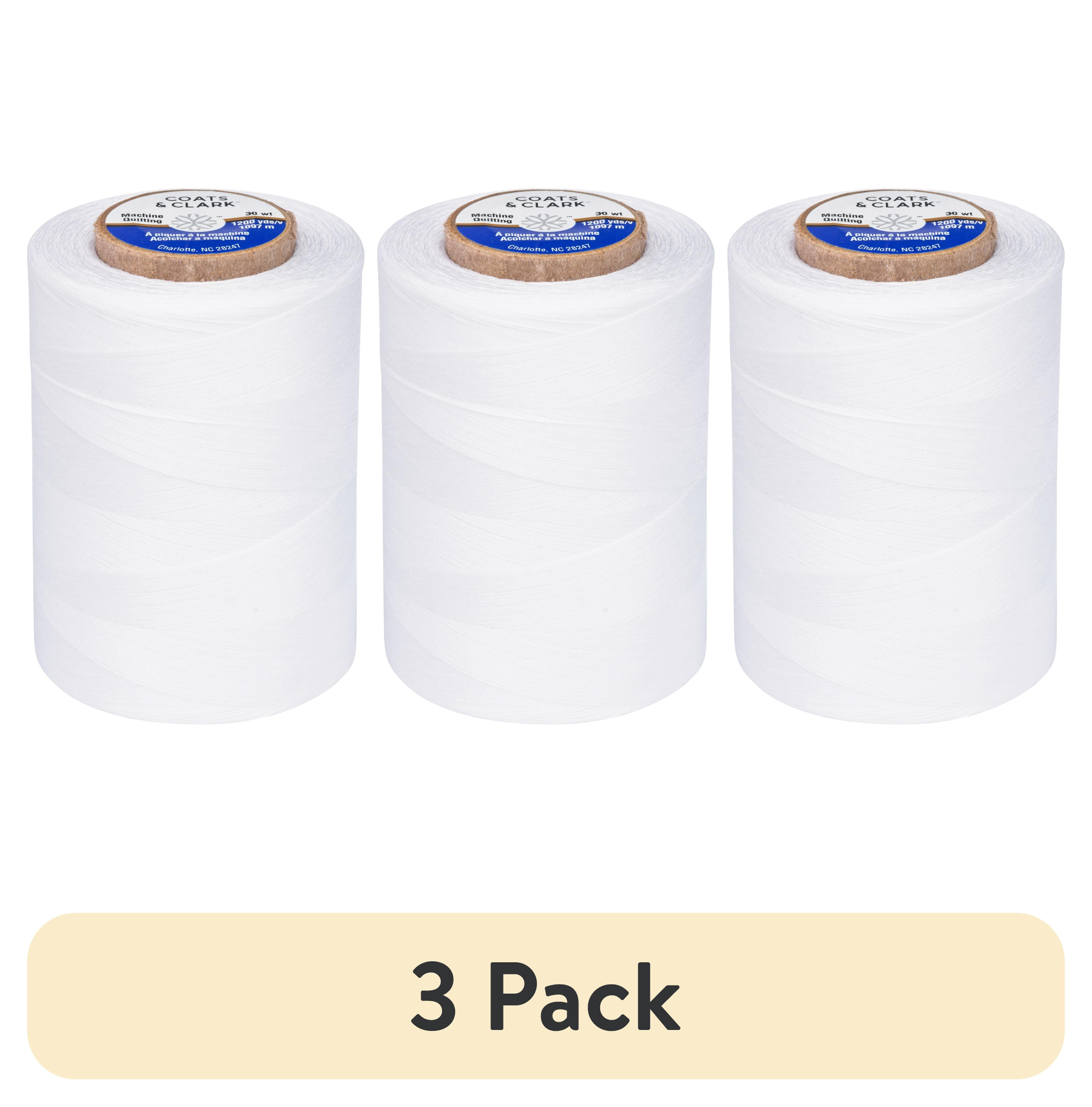 (3 pack) Coats & Clark 100% Cotton Sewing Thread, 1200 yd Size 50, White