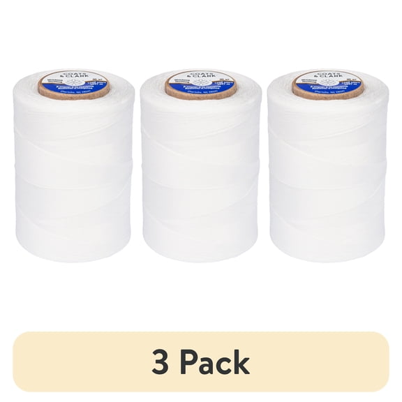 (3 pack) Coats & Clark 100% Cotton Sewing Thread, 1200 yd Size 50, Winter White
