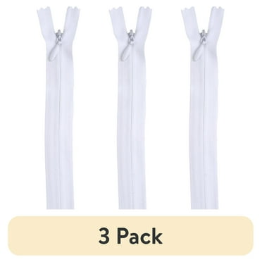 (3 pack) Coats & Clark 22" Polyester All Purpose White Sewing Zipper, 1 Each