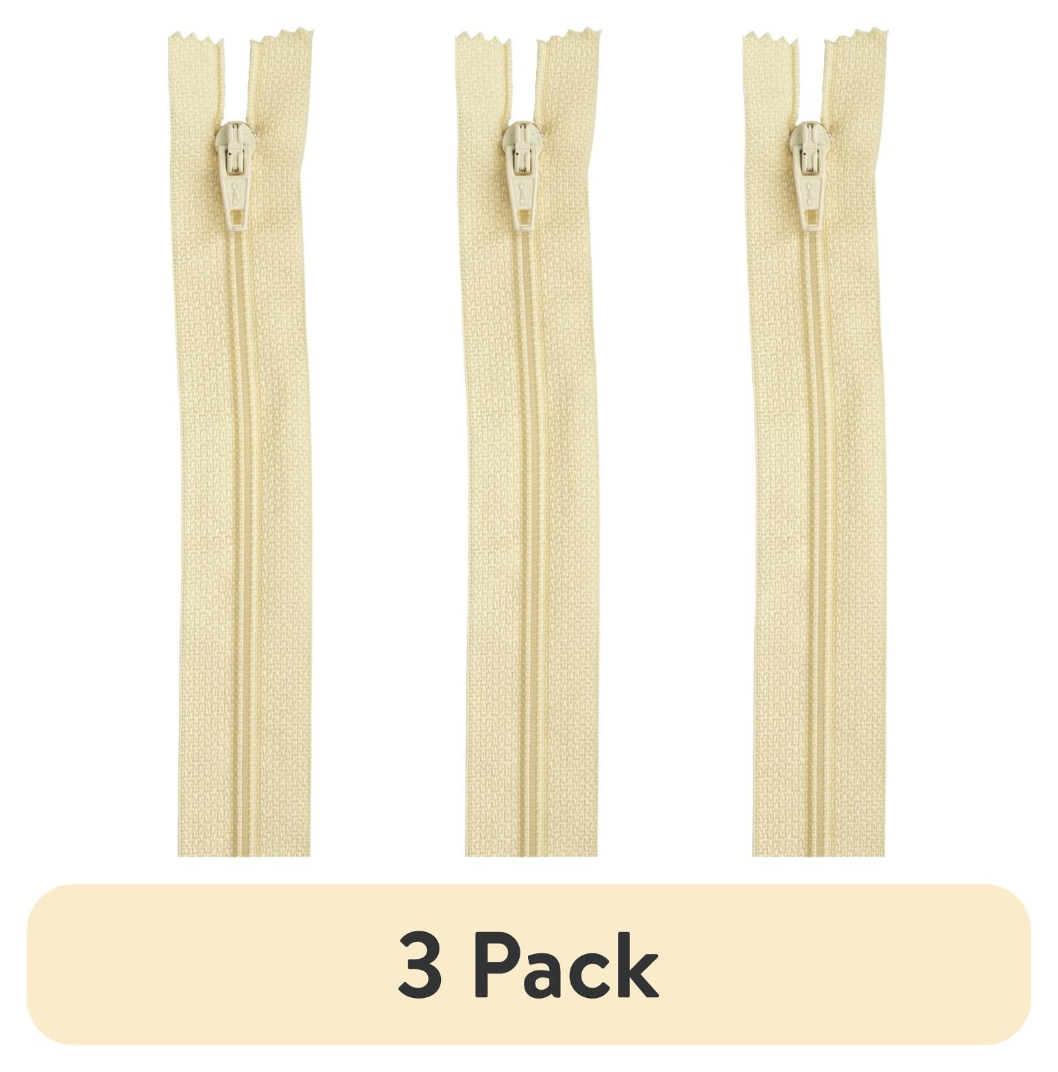 (3 pack) Coats & Clark 22" Polyester All Purpose Zipper, Yellow