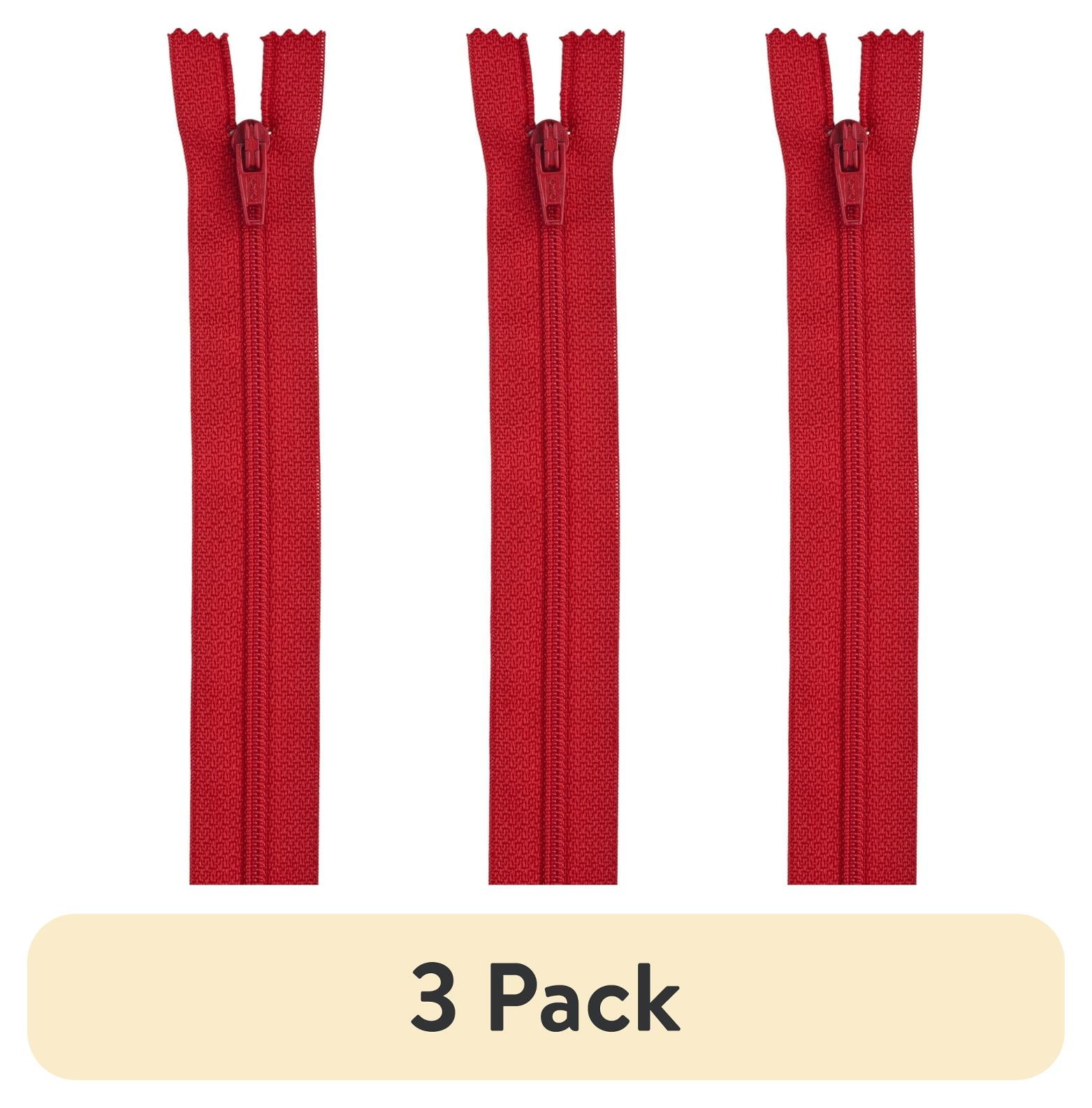 (3 pack) Coats & Clark 7" Polyester All Purpose Zipper, Atom Red