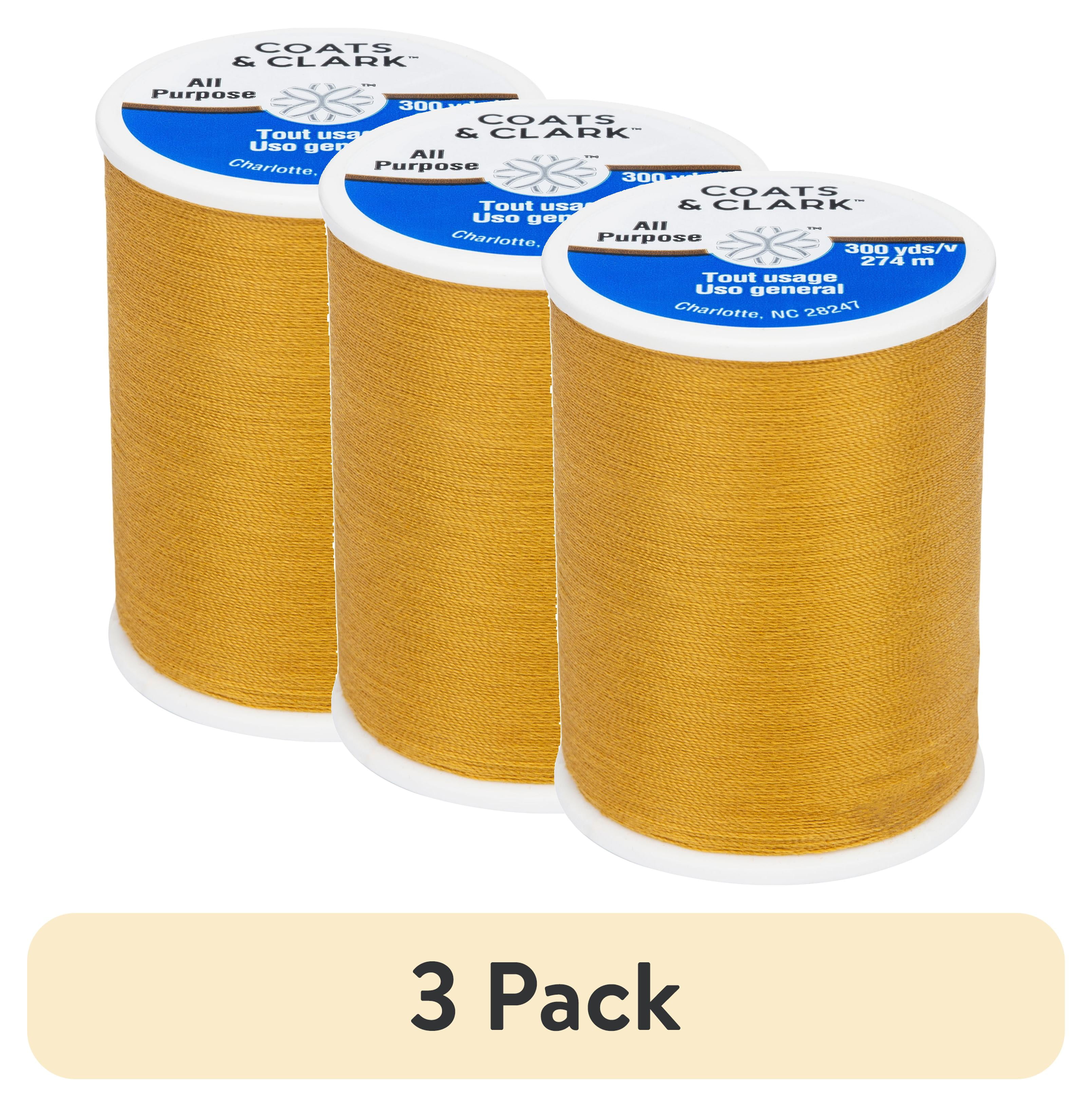 (3 pack) Coats & Clark All Purpose Amber Polyester Thread, 300 Yards