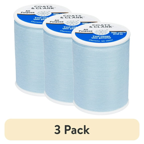 (3 pack) Coats & Clark All Purpose Baby Blue Polyester Thread, 300 Yards