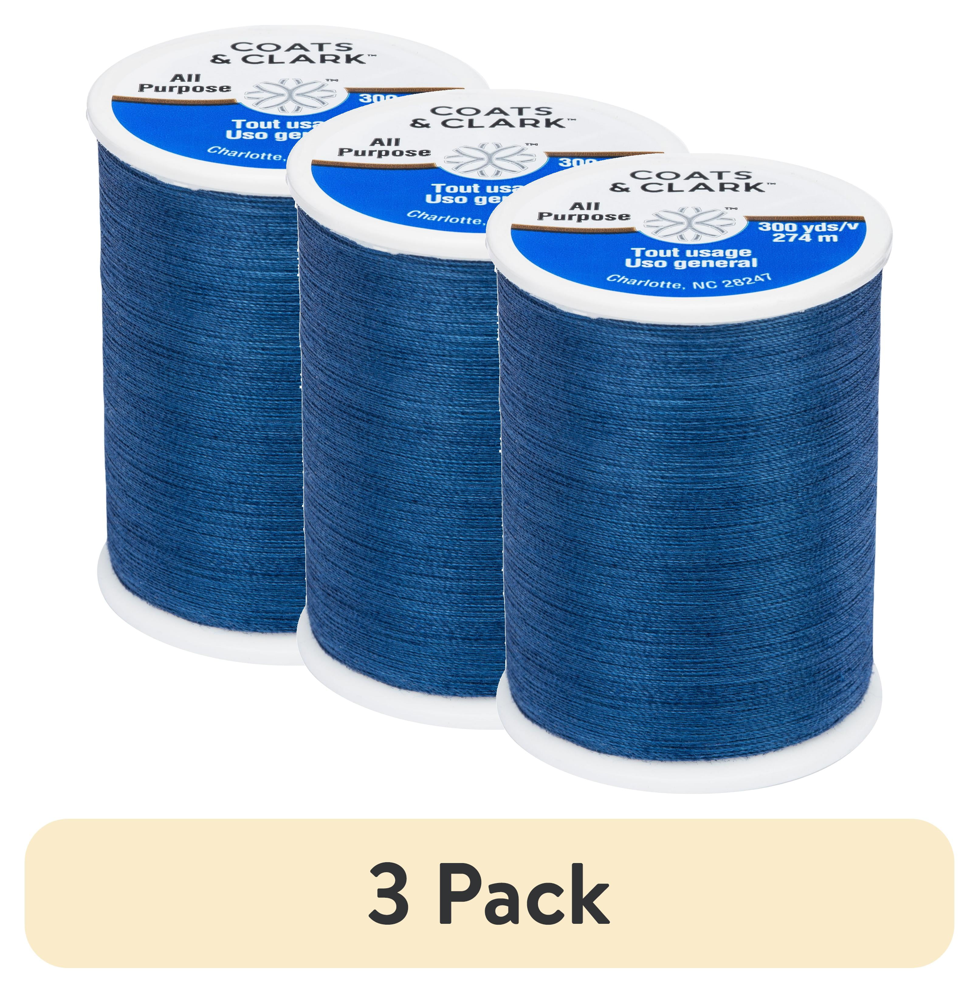 (3 pack) Coats & Clark All Purpose Blue Chip Polyester Thread, 300 Yards