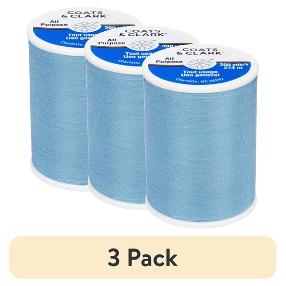 (3 pack) Coats & Clark All Purpose Blue Polyester Thread, 300 Yards