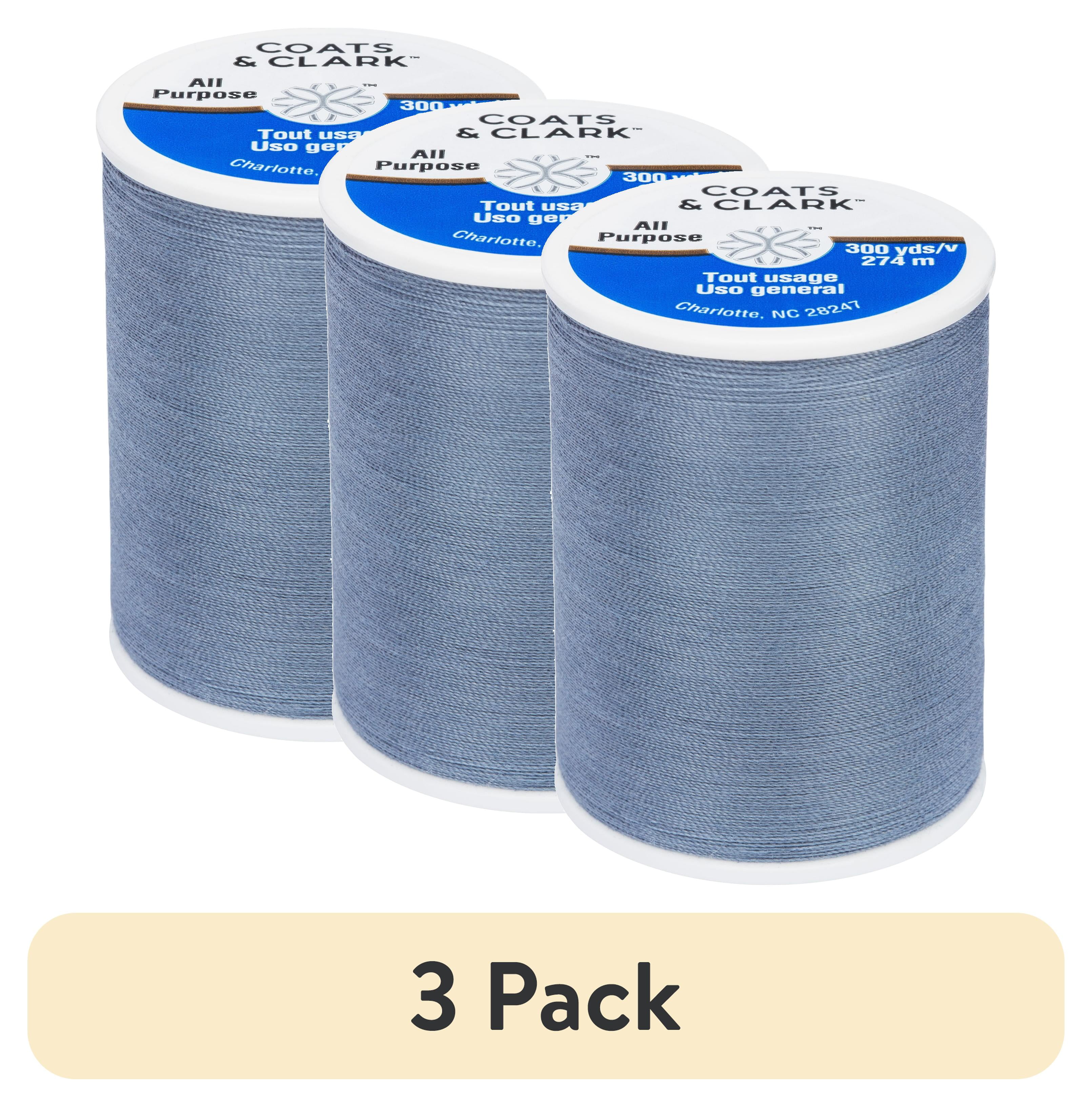 (3 pack) Coats & Clark All Purpose Blue Ridge Polyester Thread, 300 Yards