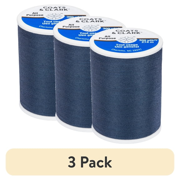 (3 pack) (3 pack) Coats & Clark All Purpose Blue Stone Polyester Sewing Thread, 300 Yards, Medium Weight