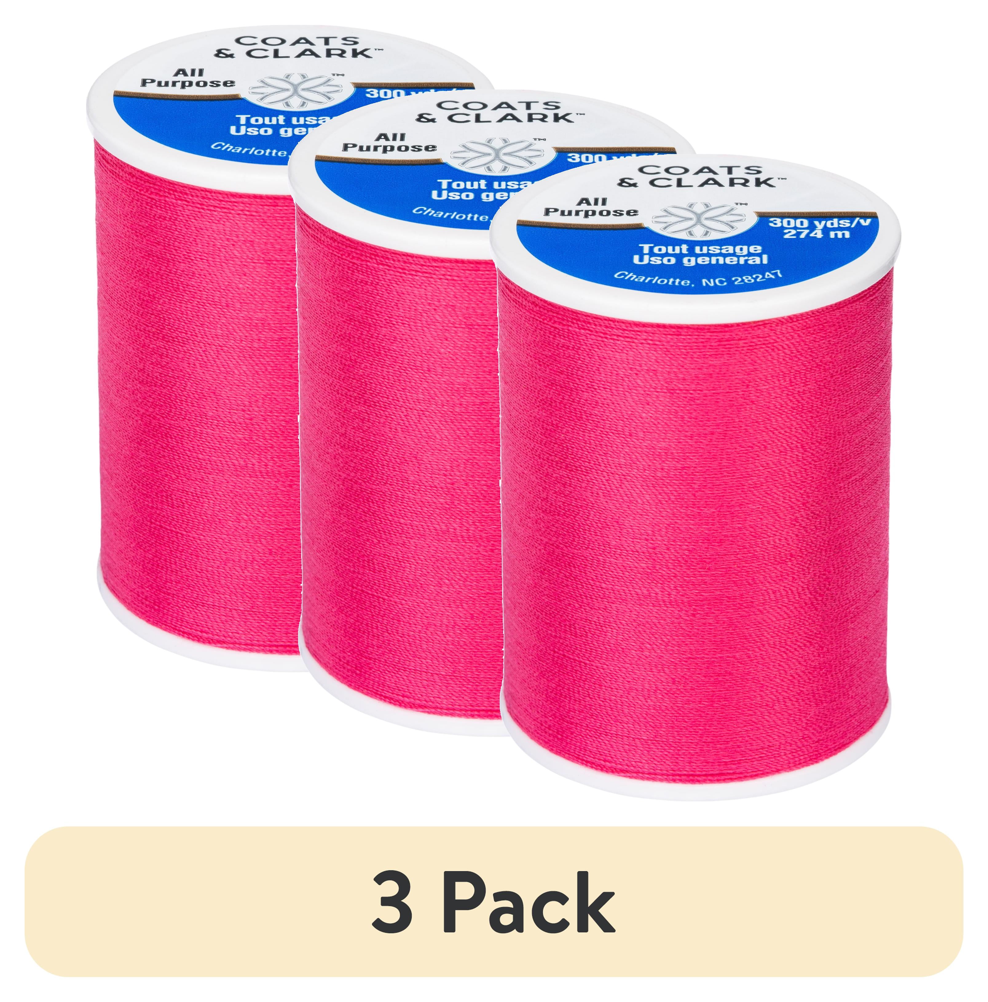 (3 pack) Coats & Clark All Purpose Bright Rose Polyester Thread, 300 Yards