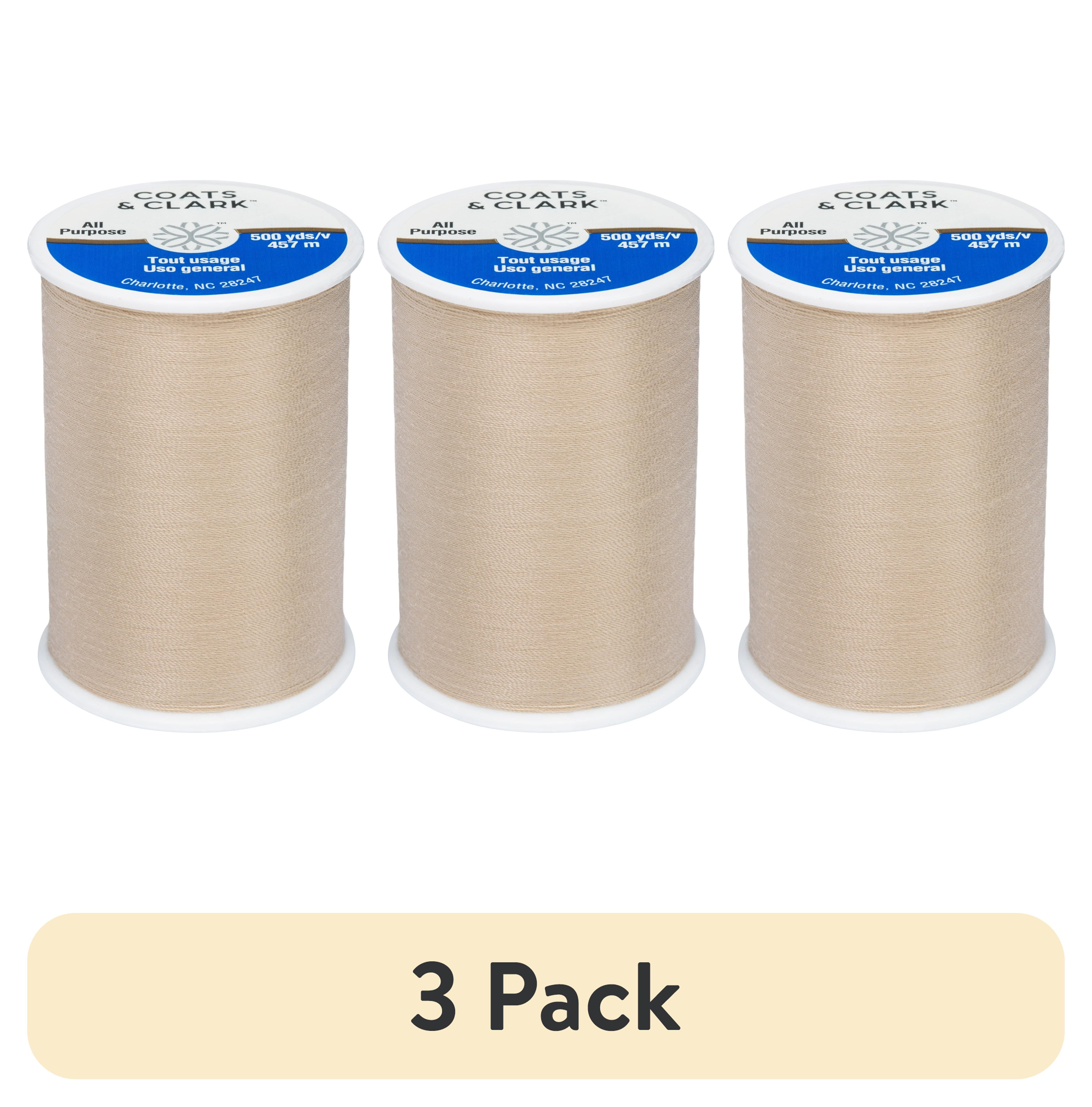 (3 pack) Coats & Clark All Purpose Buff Polyester Thread, 500 yards/457 meters