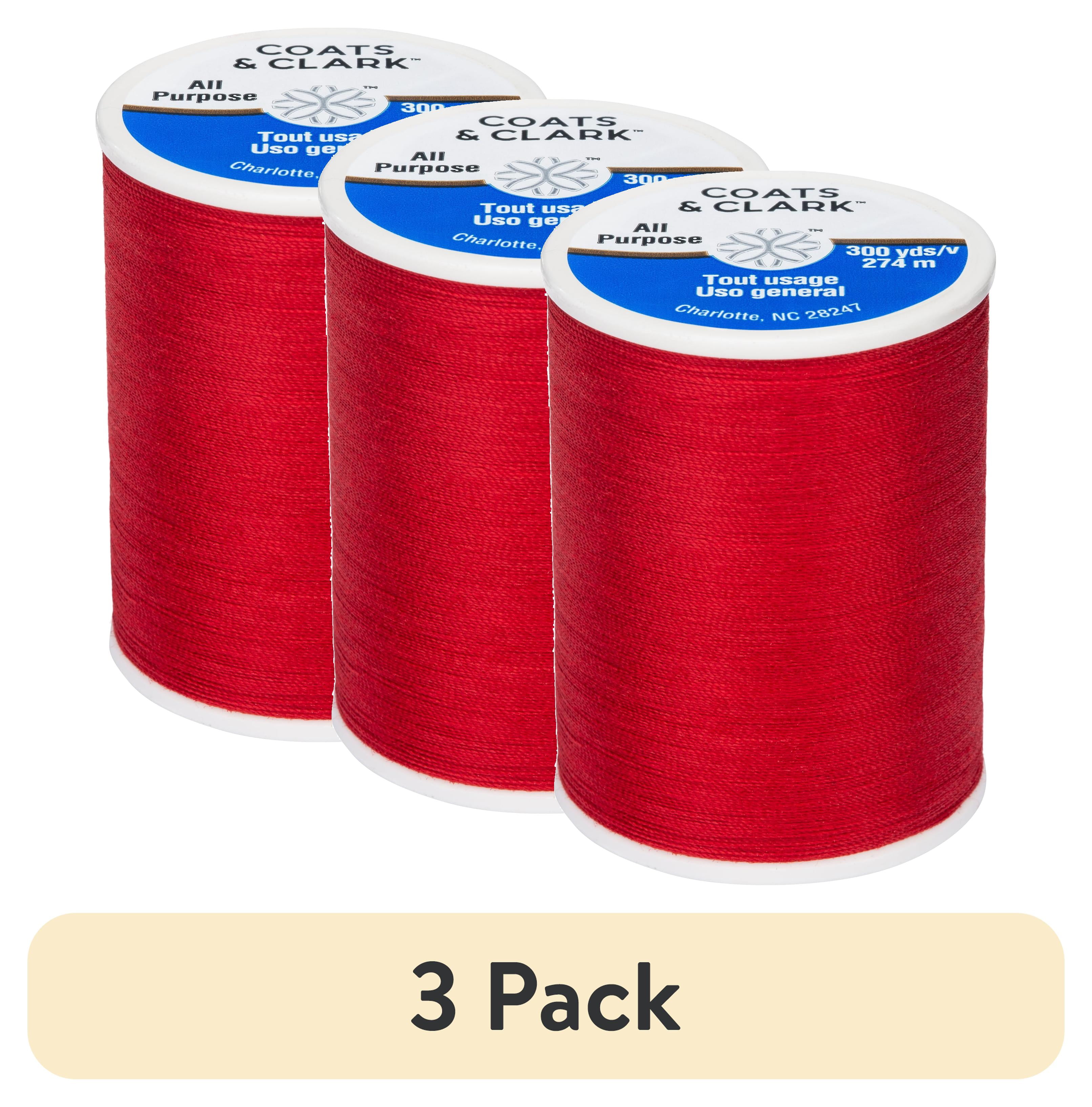 (3 pack) Coats & Clark All Purpose Candy Apple Polyester Thread, 300 Yards