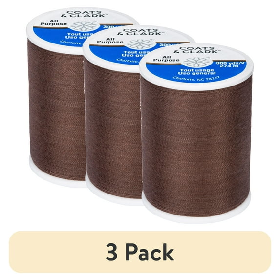 (3 pack) Coats & Clark All Purpose Chocolate Polyester Thread, 300 Yards