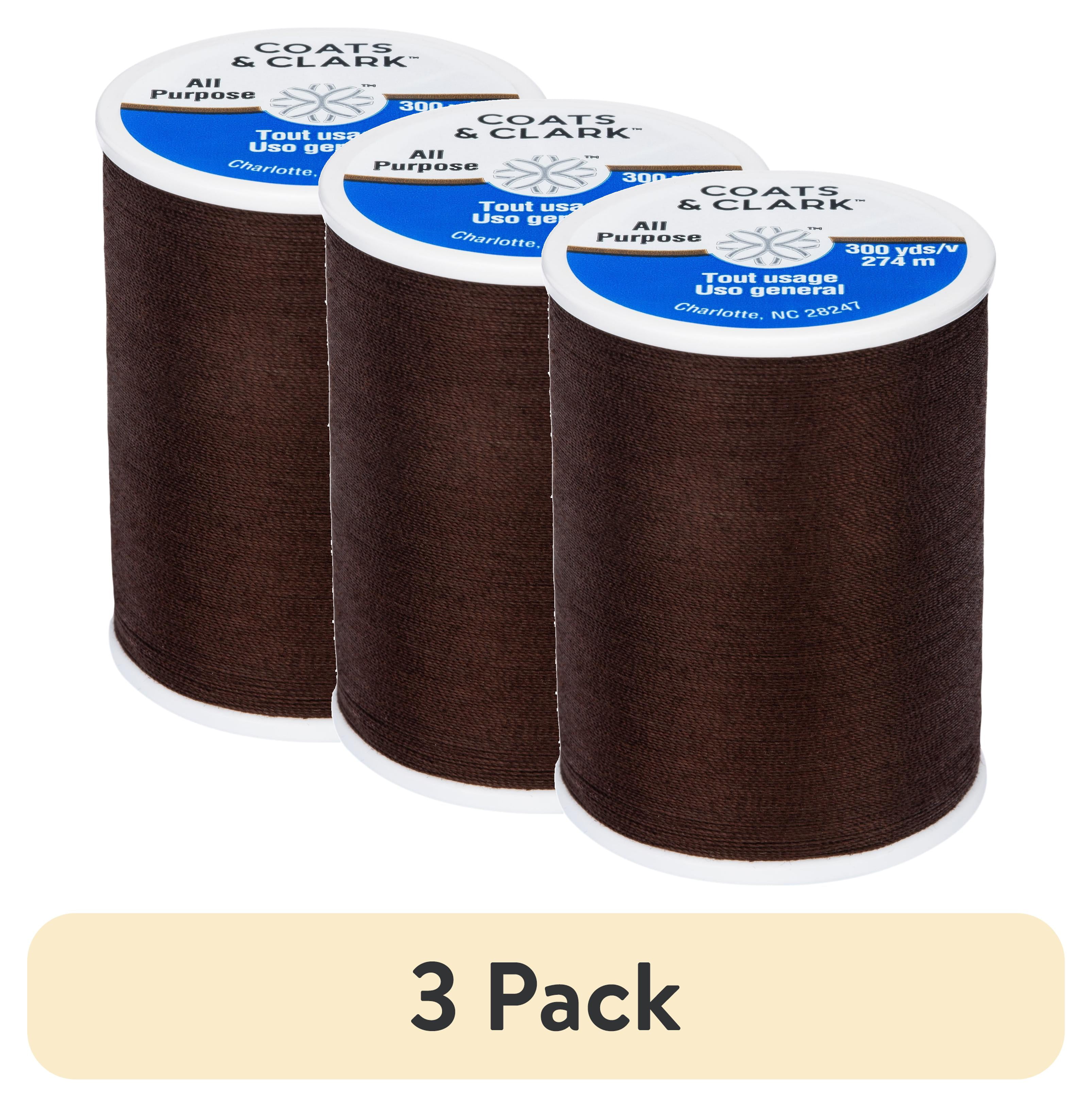 (3 pack) Coats & Clark All Purpose Chona Brown Thread, 300 Yards