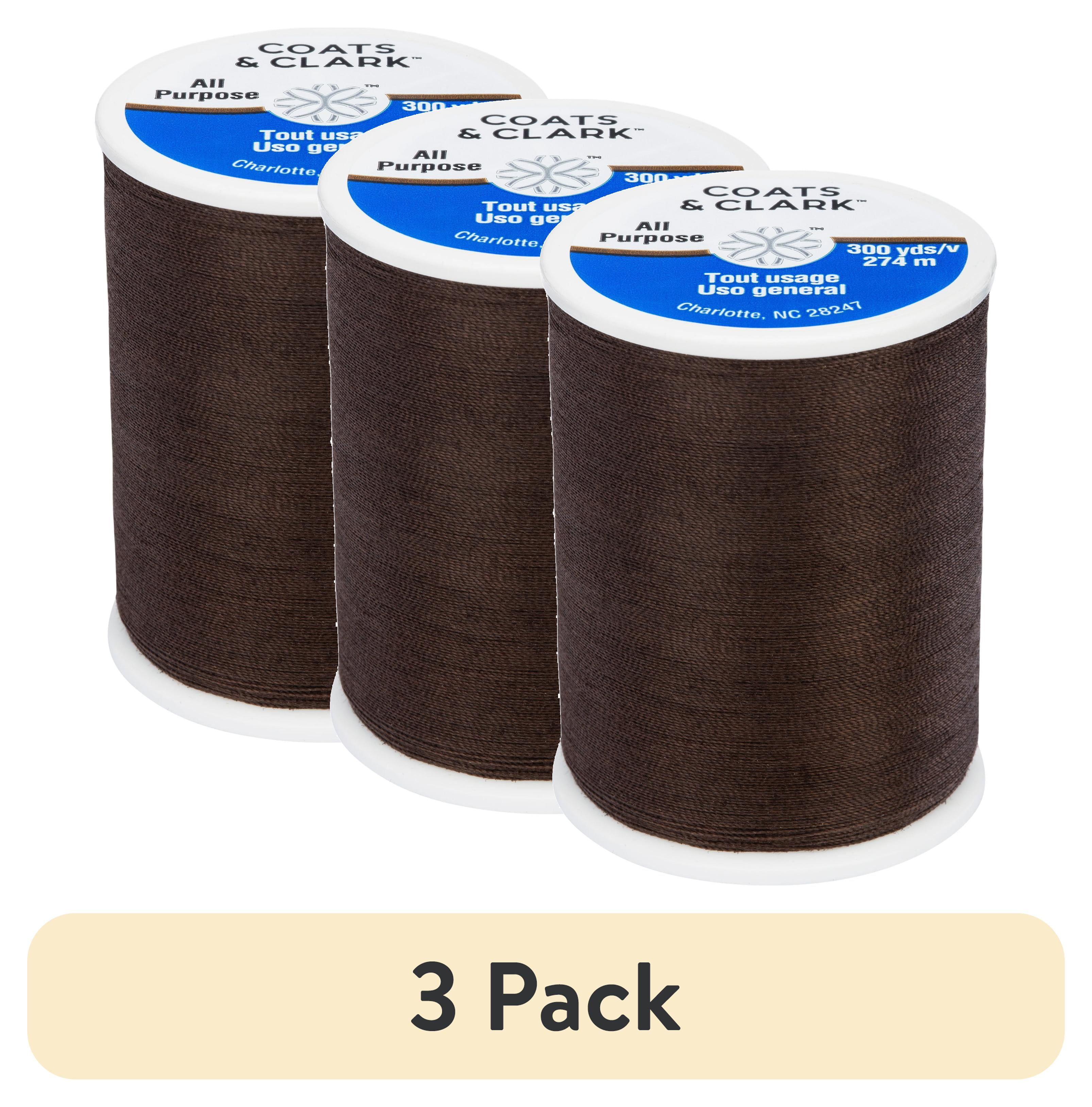 (3 pack) Coats & Clark All Purpose Cloister Brown Polyester Thread, 300 Yards