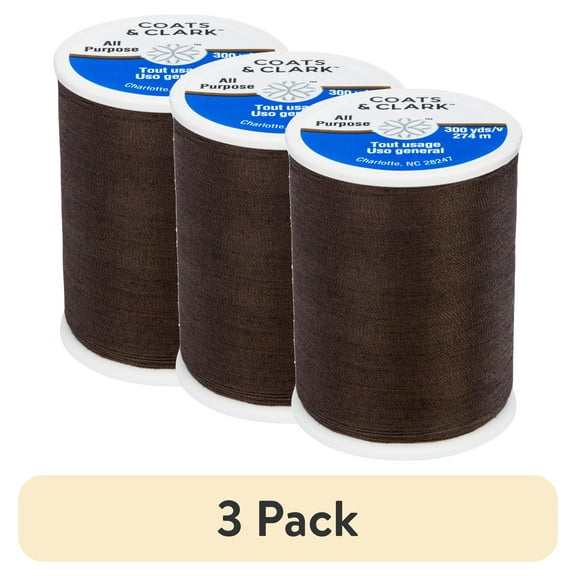 (3 pack) Coats & Clark All Purpose Cloister Brown Polyester Thread, 300 Yards