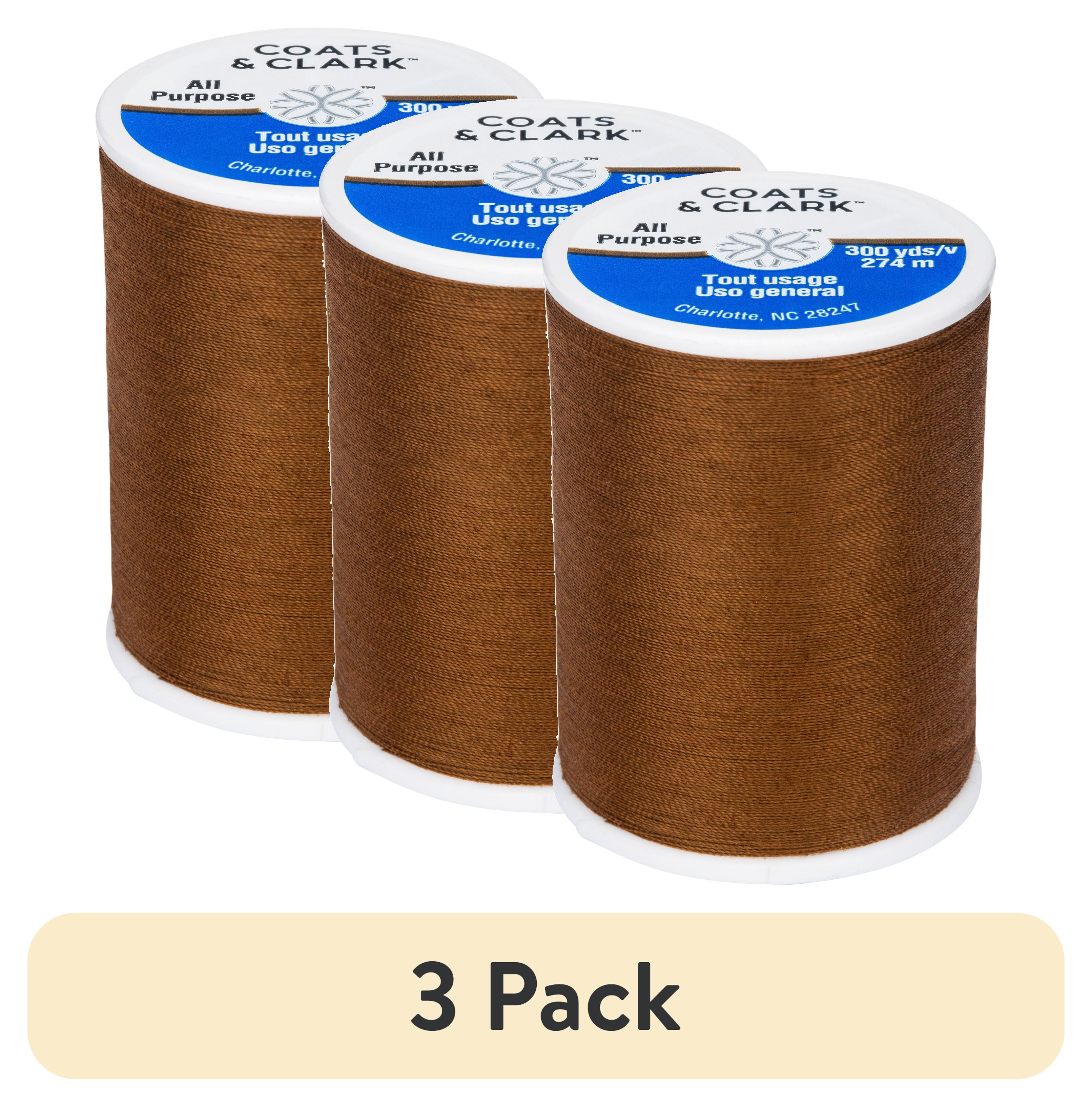 (3 pack) Coats & Clark All Purpose Coffee Polyester Thread, 300 Yards