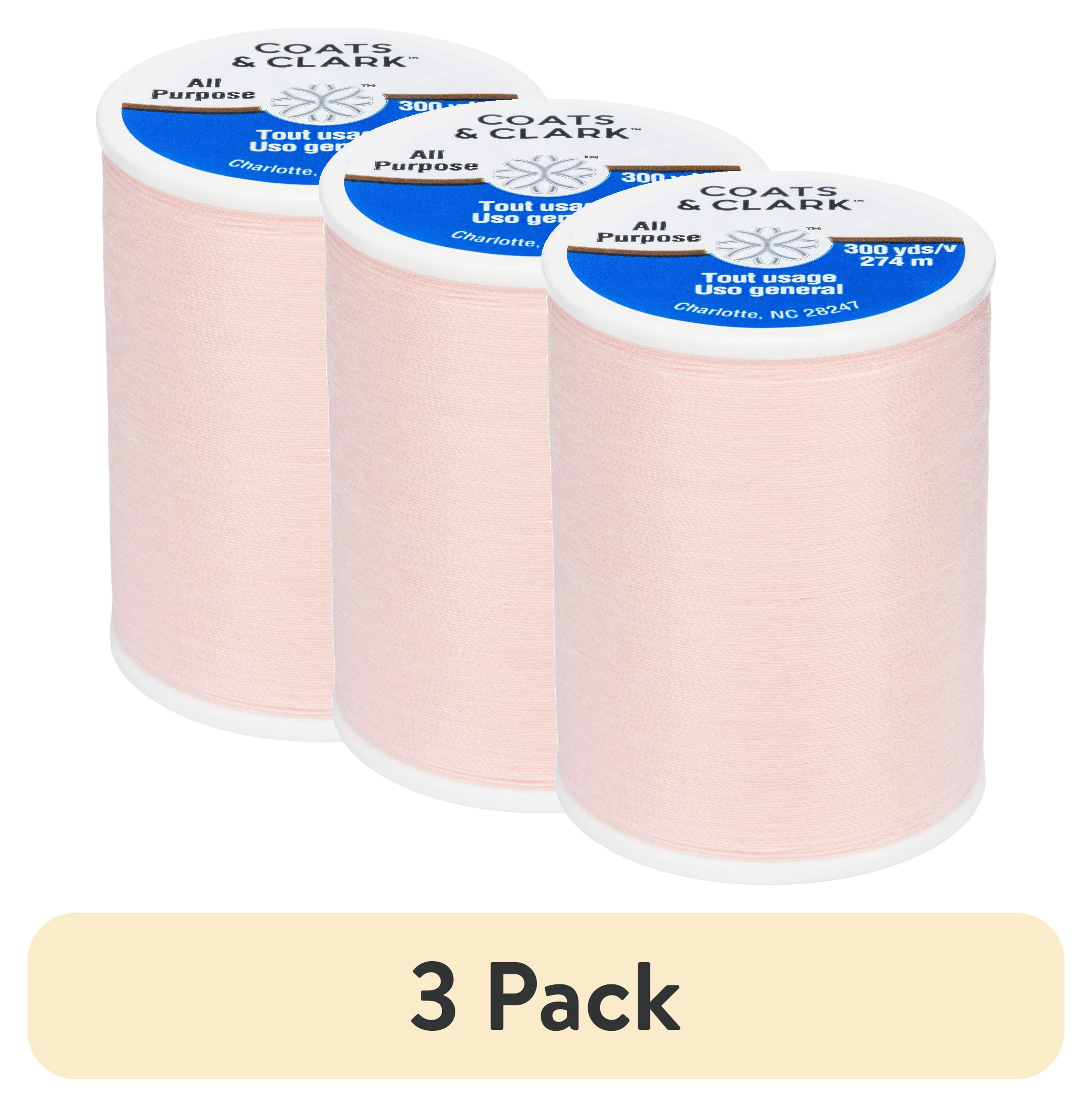 (3 pack) Coats & Clark All Purpose Coral Pink Polyester Thread, 300 Yards