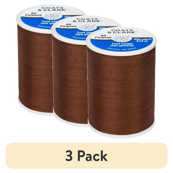 (3 pack) Coats & Clark All Purpose Dark Brown Thread, 300 Yards