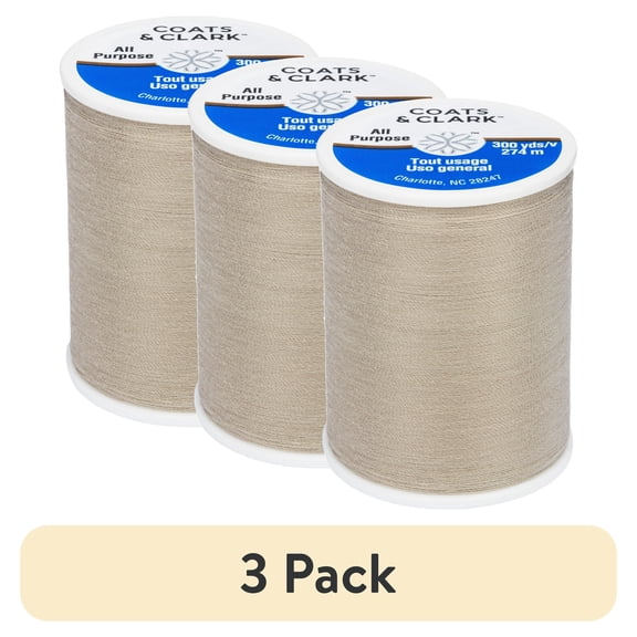 (3 pack) Coats & Clark All Purpose Dark Linen Polyester Thread, 300 Yards
