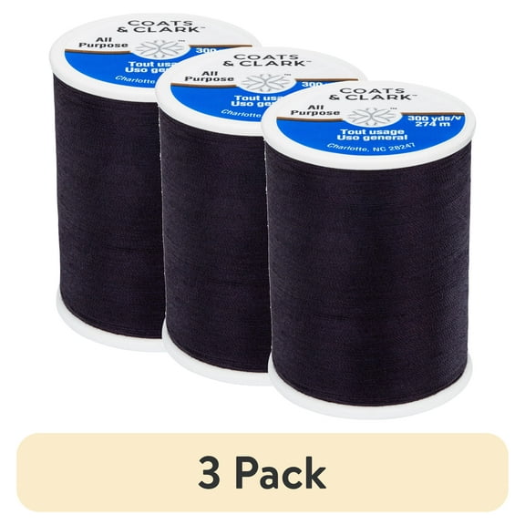 (3 pack) Coats & Clark All Purpose Dark Navy Polyester Thread, 300 Yards
