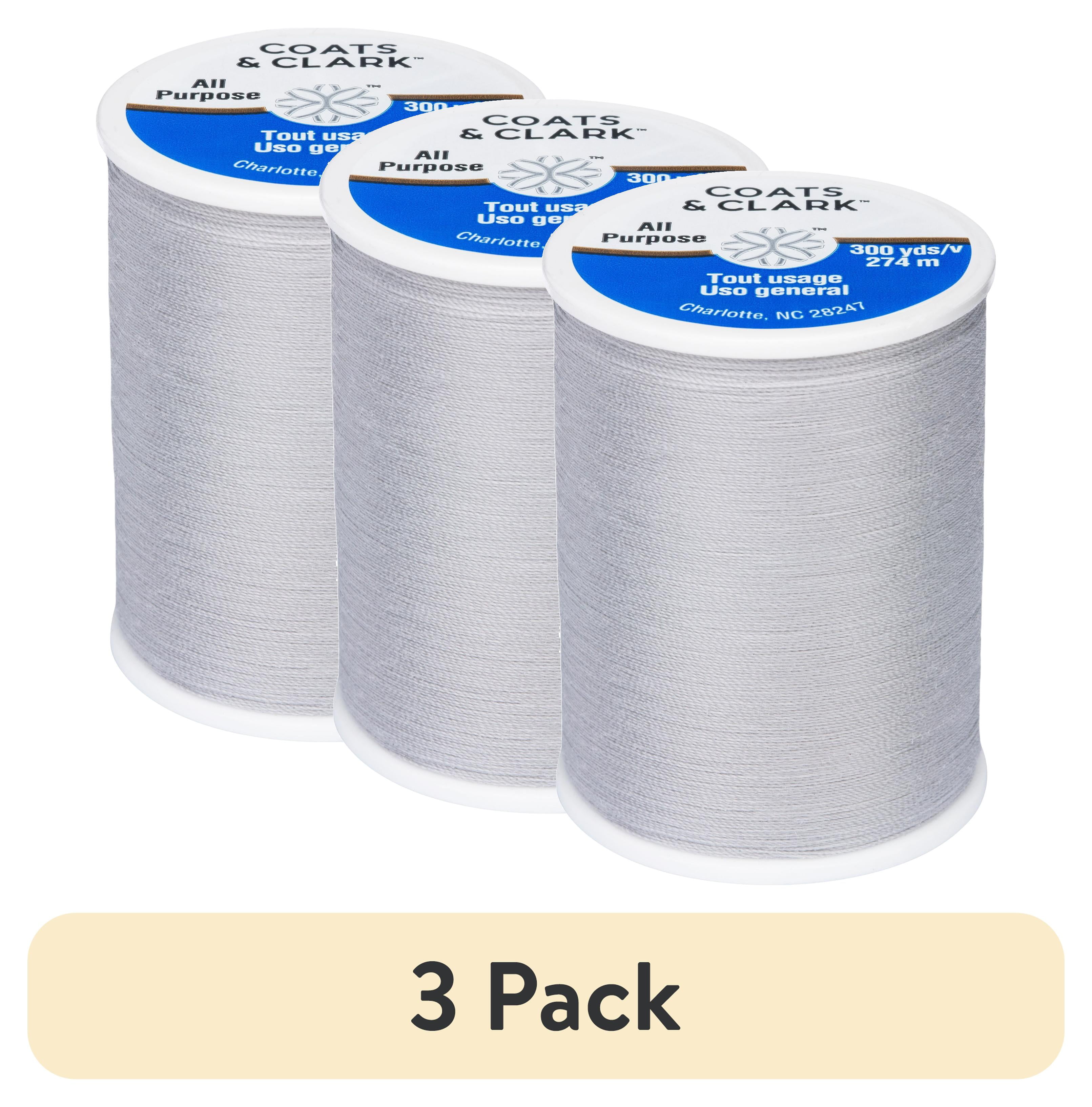 (3 pack) Coats & Clark All Purpose Dark Silver Polyester Thread, 300 Yards