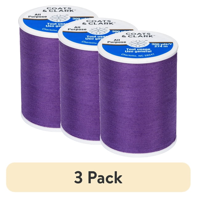 (3 pack) Coats & Clark All Purpose Deep Violet Polyester Thread, 300 Yards